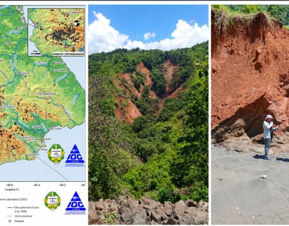 Cortesía | Imágenes de identificación en el mapa de Panamá del epicentro del sismo y de deslizamientos de tierra.