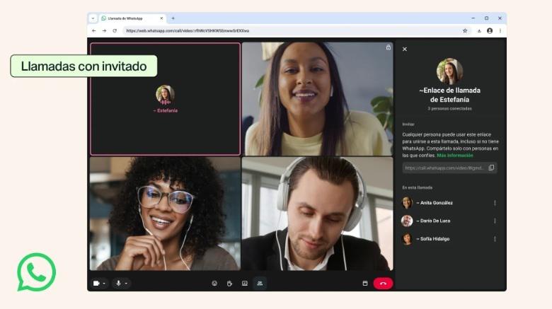 Las llamadas de WhatsApp se abren a usuarios sin cuenta como invitados