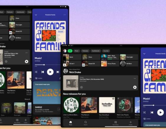 Nueva interfaz de Spotify en tabletas.