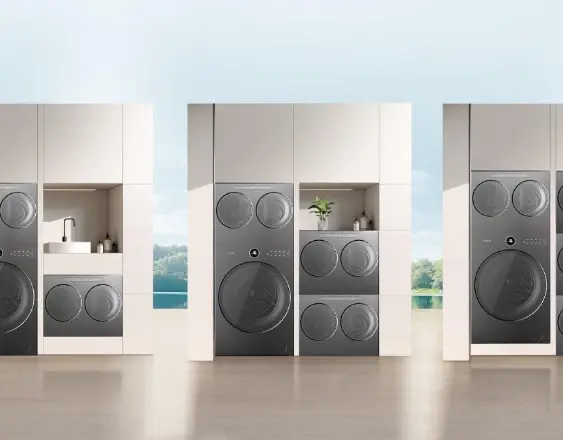 Sistema modular de lavadora secadora de Hisense.