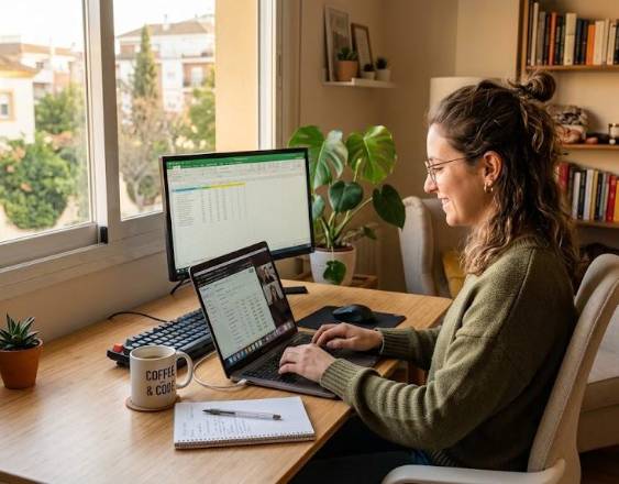 Imagen generada con IA | Una persona trabajando desde casa.