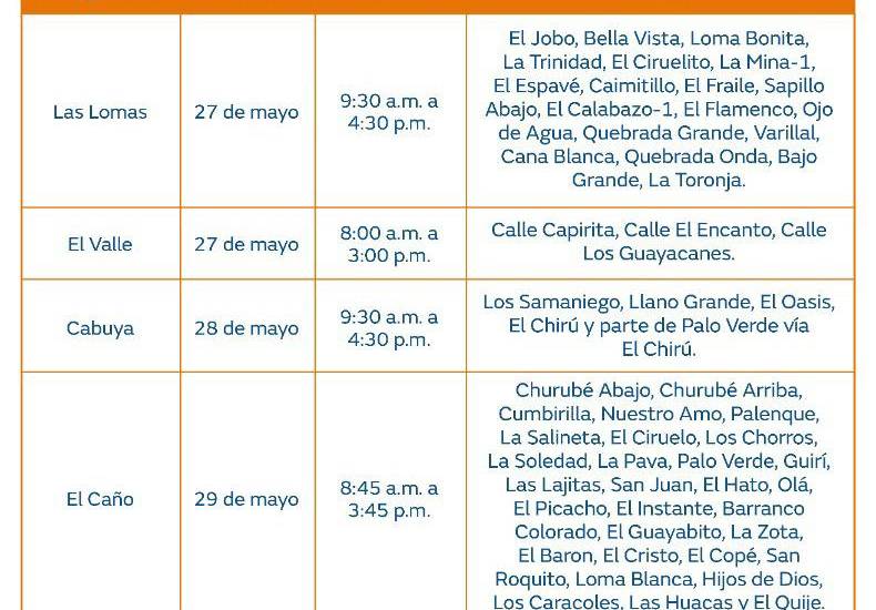 $!AVISO IMPORTANTE: Trabajos de mantenimiento en la red eléctrica del 25 al 31 de mayo de 2026
