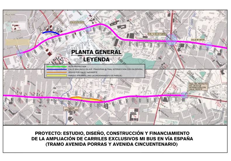 MOP avanza en la ampliación de carriles exclusivos de Mi Bus en Vía España, proyecto de B/.80.1 millones