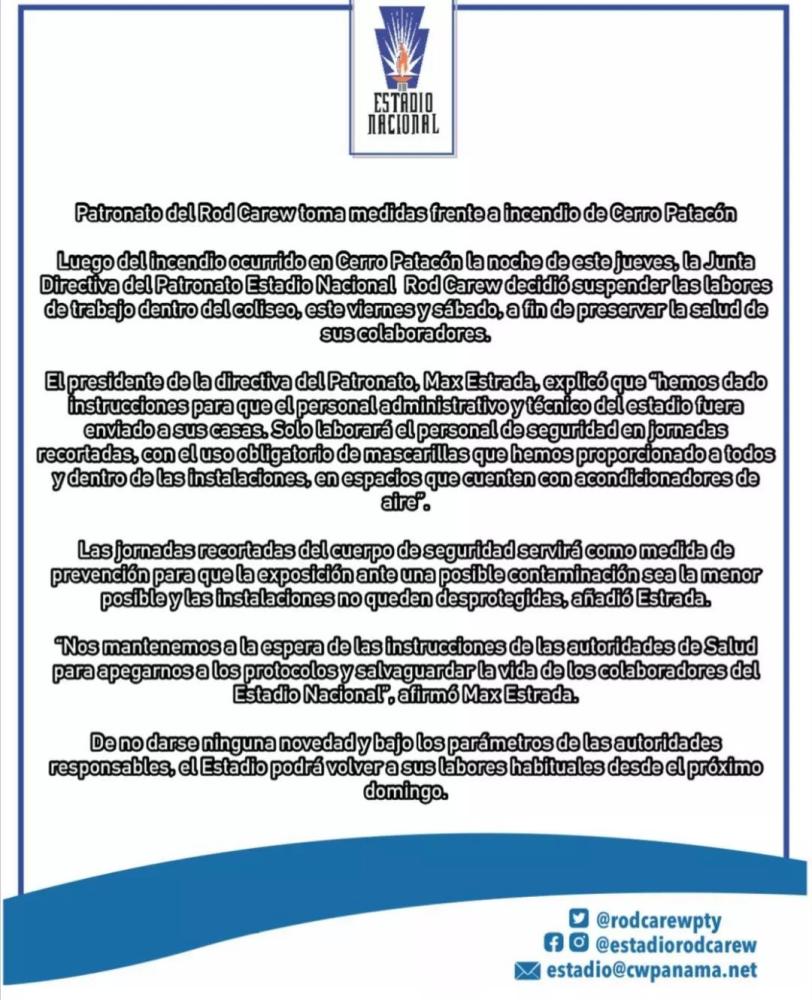 $!Patronato del Rod Carew toma medidas frente a incendio en Cerro Patacón