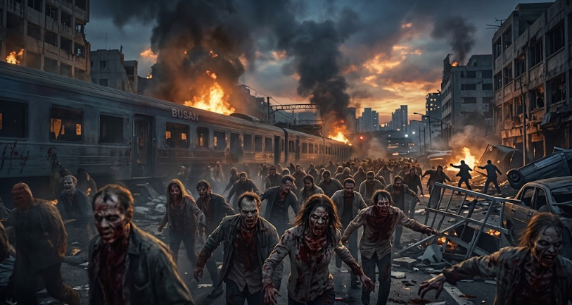 Generada con IA | Un grupo de desesperados sobrevivientes lucha por sus vidas en medio de una ciudad en ruinas, mientras los zombis se ciernen sobre ellos.
