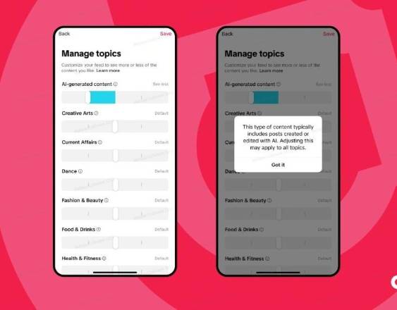 Control del contenido de IA generativa en TikTok
