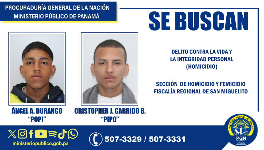 Fiscalía de San Miguelito busca a dos sospechosos vinculados a un presunto homicidio