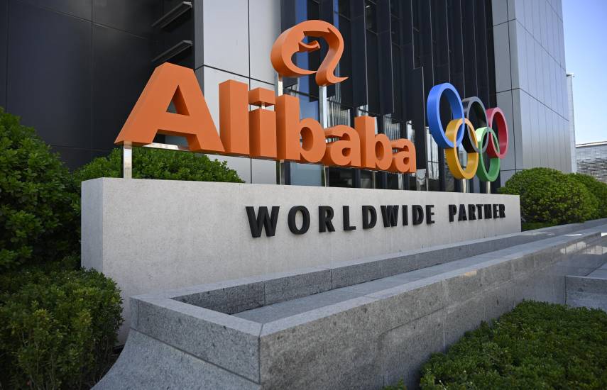El logotipo de la empresa durante una visita a las oficinas de Alibaba.