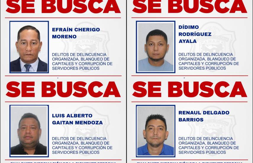 Policía busca a cuatro personas requeridas por delincuencia organizada, blanqueo y corrupción