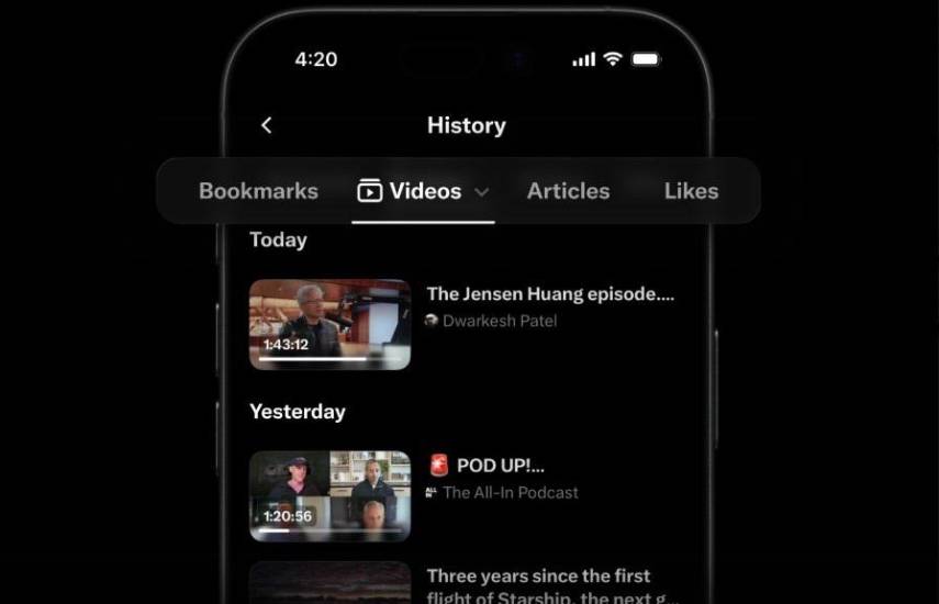 X agrega una nueva pestaña de ‘Historial’ que guarda publicaciones, vídeos y artículos para volver a visualizarlos