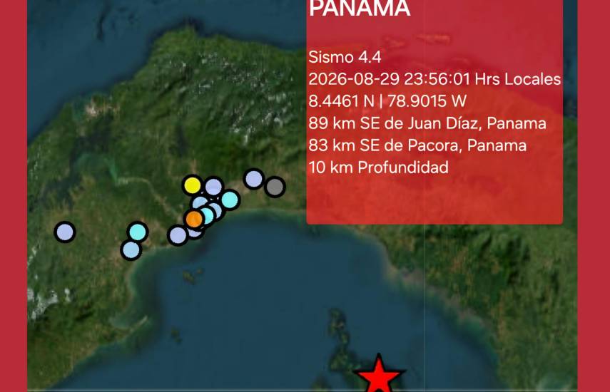 Movimiento sísmico de magnitud 4.6 fue percibido en varios sectores de Panamá