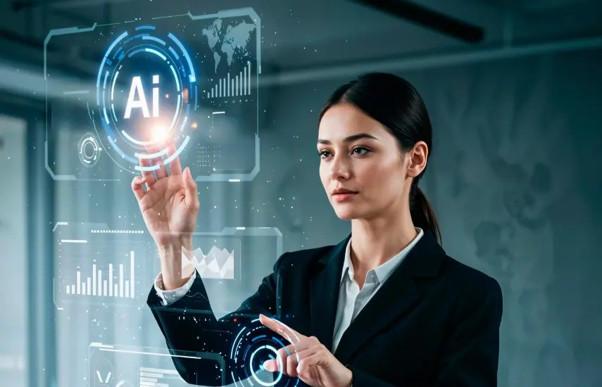 Magnific | Una mujer utilizando inteligencia artificial para trabajar.