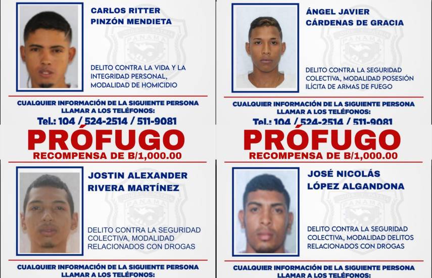 La Policía eleva a B/.1,000 la recompensa por información sobre evadidos de La Joyita