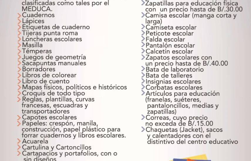 40 útiles y artículos escolares están exentos del pago de impuesto