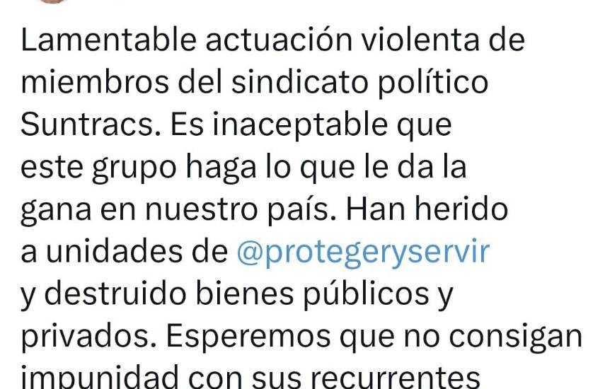 480 detenidos durante las protestas del Suntracs