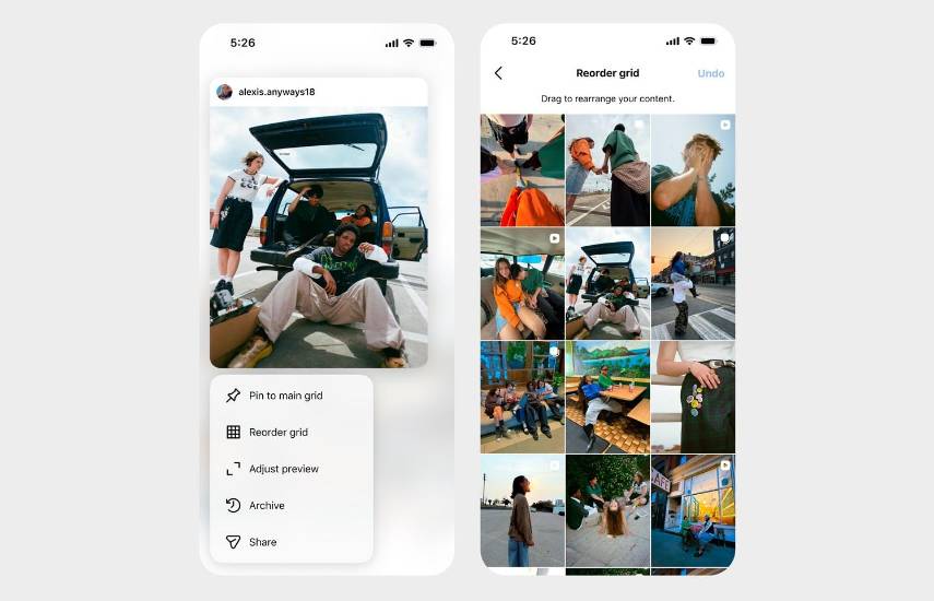 Instagram ya permite reordenar el ‘feed’ de fotos y vídeos para rediseñar los perfiles y destacar contenido clave