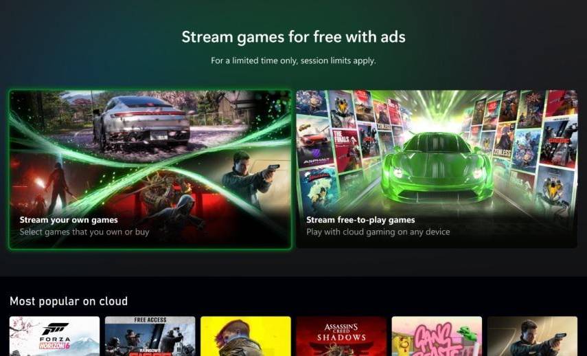 Xbox prueba el juego en la nube gratuito con anuncios para los videojuegos de la biblioteca