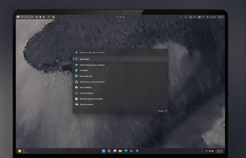 Microsoft prueba una barra de menú para la Paleta de Comandos de PowerToys en Windows 11