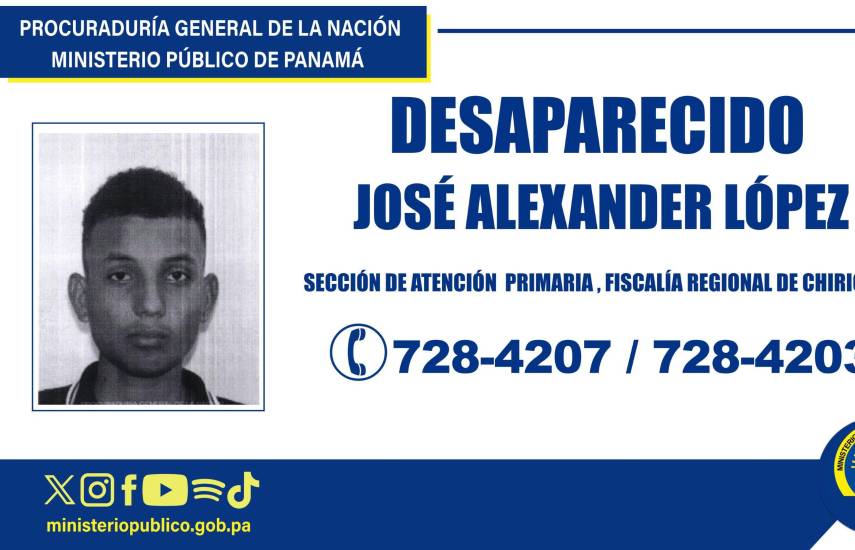 Piden colaboración para encontrar a joven de 19 años desaparecido en Gualaca, Chiriquí