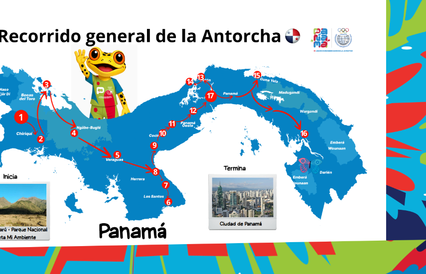 Revelan recorrido de la antorcha de los Juegos Suramericanos de la Juventud Panamá 2026