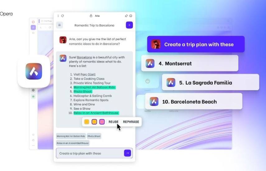 Opera One amplia las capacidades de consulta y creación de su IA Aria