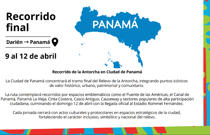 Revelan recorrido de la antorcha de los Juegos Suramericanos de la Juventud Panamá 2026