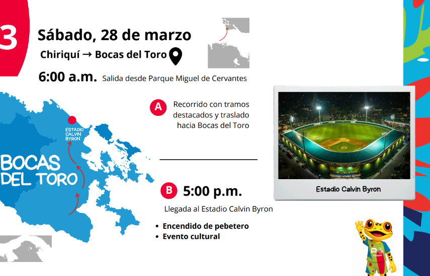 Revelan recorrido de la antorcha de los Juegos Suramericanos de la Juventud Panamá 2026