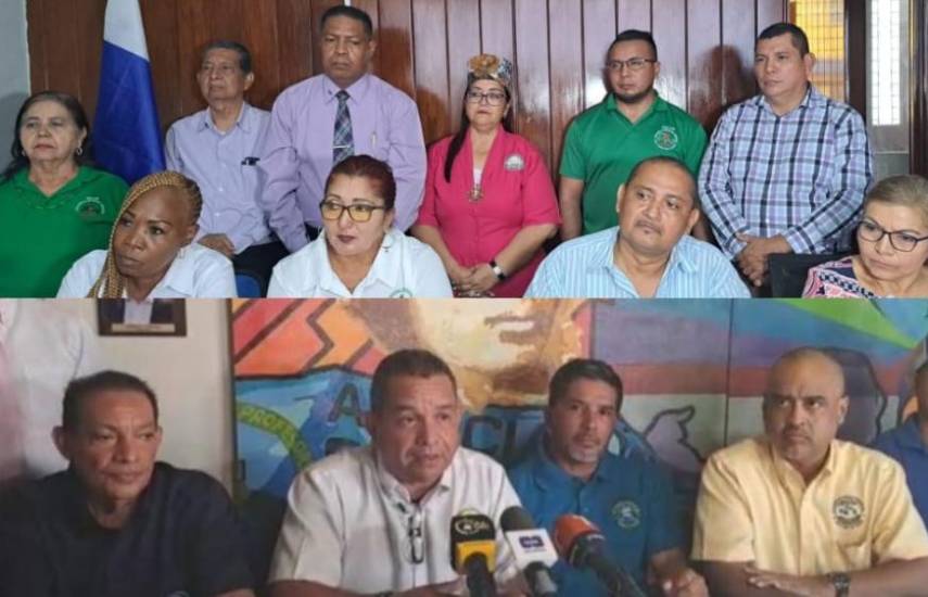 Dirigentes de gremios docentes de Panamá.