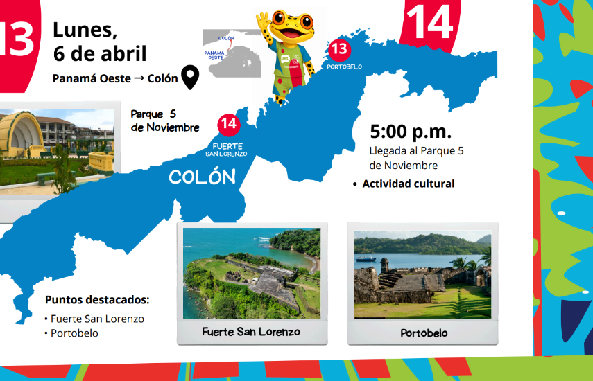 Revelan recorrido de la antorcha de los Juegos Suramericanos de la Juventud Panamá 2026