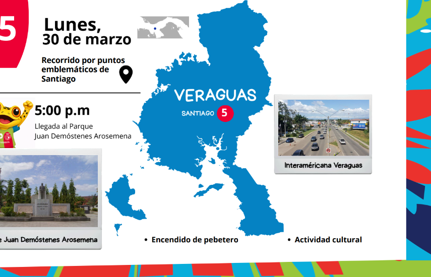 Revelan recorrido de la antorcha de los Juegos Suramericanos de la Juventud Panamá 2026