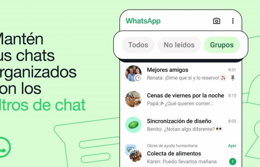 WhatsApp introduce filtros de chat