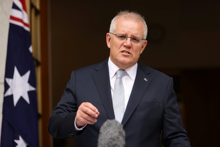 El primer ministro australiano, Scott Morrison, habla en una conferencia de prensa en Canberra el 6 de enero de 2022