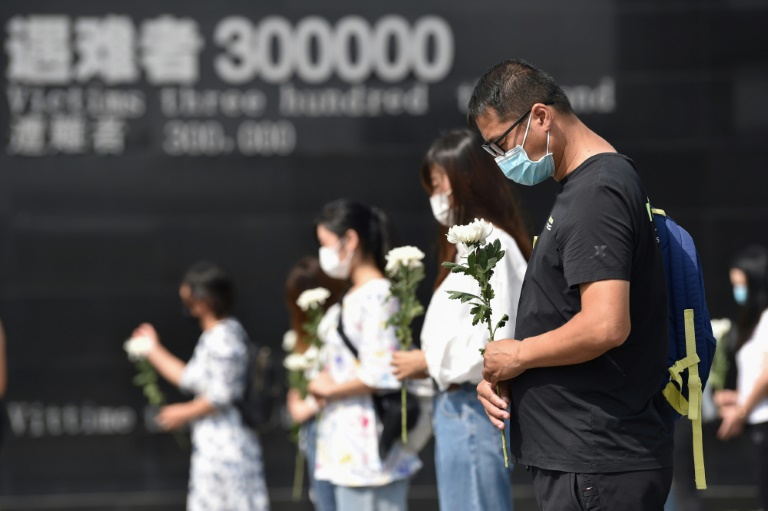 Un tributo de silencio el 18 de septiembre de 2022 para conmemorar el 91º aniversario del Incidente del 18 de septiembre en el monumento a las víctimas de la masacre de Nanjing, en China, por parte de invasores japoneses 