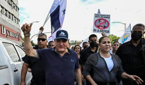 El expresidente de Panamá (2009-2014), Ricardo Martinelli, durante una manifestación en su apoyo por el caso Odebrecht, en Ciudad de Panamá, el día 20 de septiembre de 2022